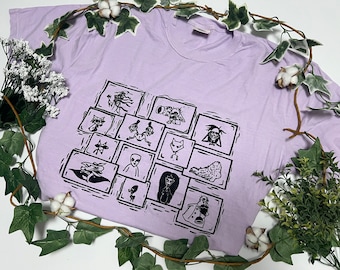 Hand printed courage villains Shirt: Block print Tee