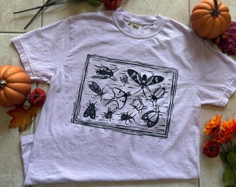 Hand printed Bug Shirt: Block print Tee