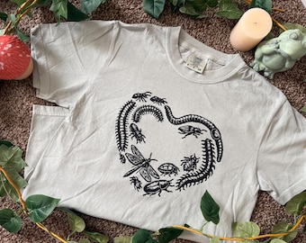 Hand printed insect Shirt: Block print Tee