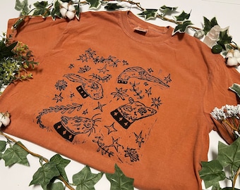 Hand printed magical animal  Shirt: Block print Tee