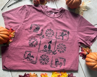 Hand printed over the garden wall Shirt: Block print Tee