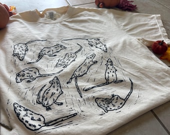 Hand printed rats Shirt: Block print Tee
