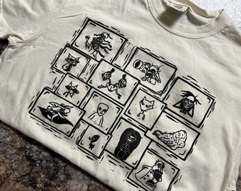 Courage villains print Tshirt / hand printed / block printed