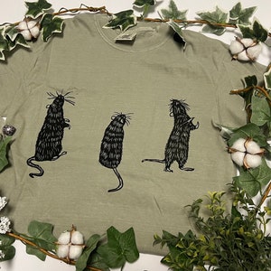 Rat print shirt/hand printed/block printed