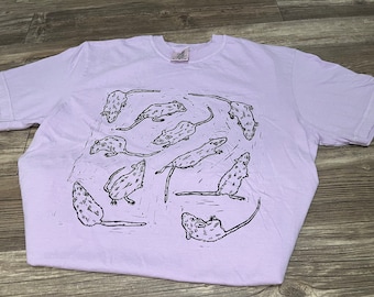 Hand printed rats Shirt: Block print Tee