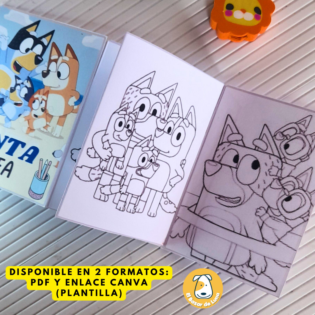 Mini Coloring Book Accordion Bluey Theme PDF Link Canva Editable ...