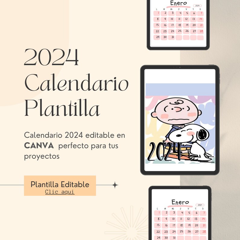 2024 Calendar Template Canva Etsy UK