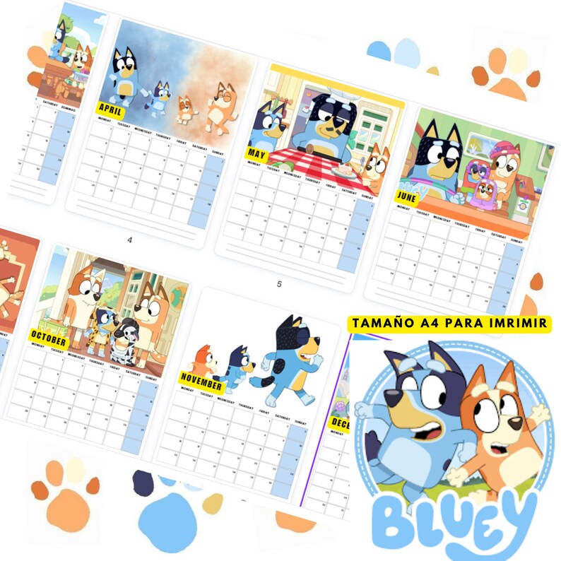 Calendar Bluey 2024 English Pdf Format Planner Organizer Creative