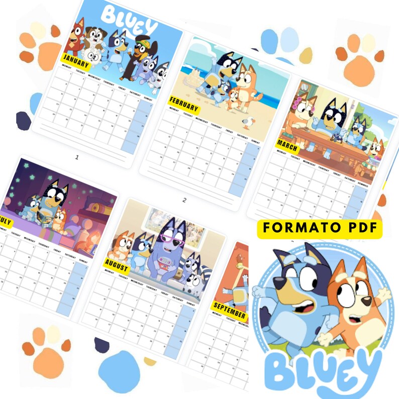 Calendar Bluey 2024 English Pdf Format Planner Organizer Creative