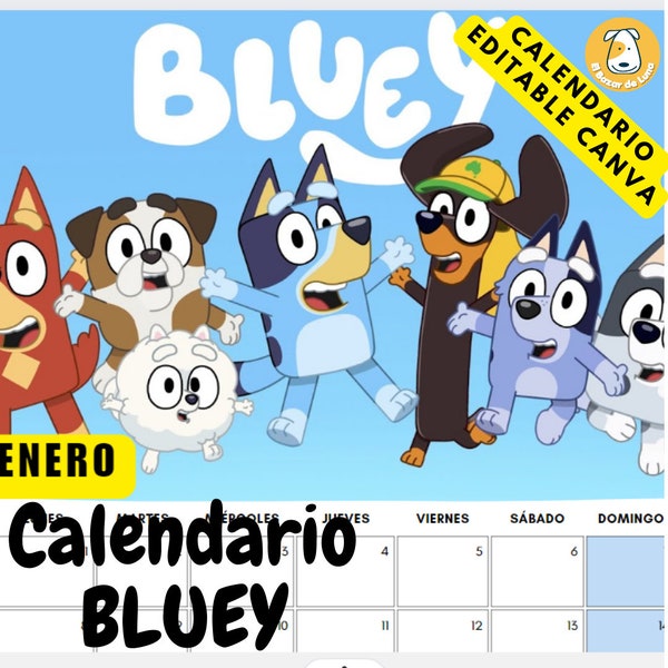 2024 Bluey Calendar To Personalize in Canva / Printable A4 PDF