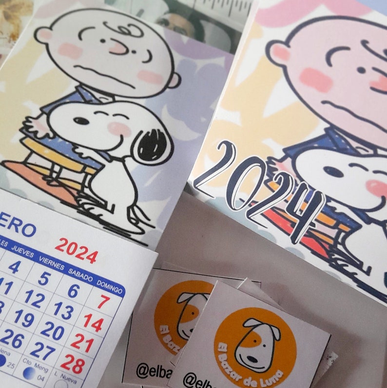 2024 Calendar Template Canva Cover Snoopy Pink Pastel Color Digital