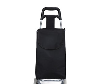 Plain men's ladies black 2 wheel shopping trolley grocery bag cart luggage lightweight unisex