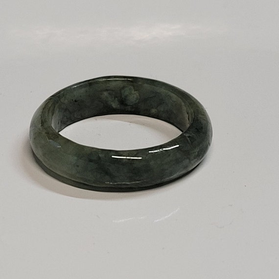 Green Burma Natural Jade Jadeite Carved Ring - image 2