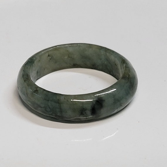 Green Burma Natural Jade Jadeite Carved Ring - image 5