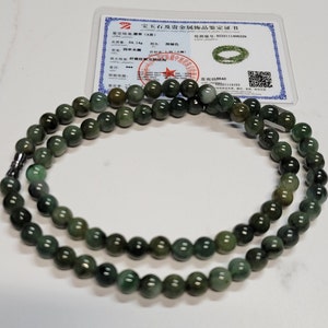 5mm 100% Natural A Green Emerald Jade Beads ~Necklace