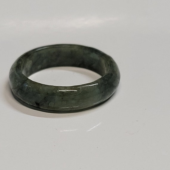 Green Burma Natural Jade Jadeite Carved Ring - image 4