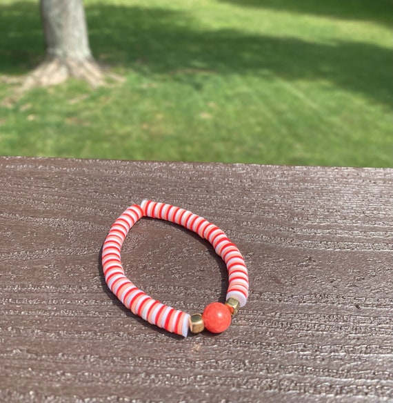 Radical Red Bracelet | Flat Clay Bead Bracelet | Heishi Beads | Glass Bead | Christmas Gift | Birthday Gift | Friendship Bracelet