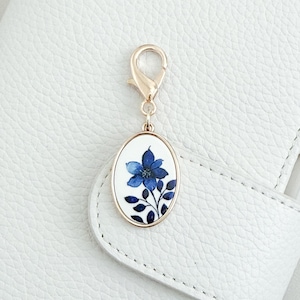Lobster Clasp Charm Notebook Charm Planner Accessories Blue Flower Charm Handbag Charm Backpack Charm Journal Charm