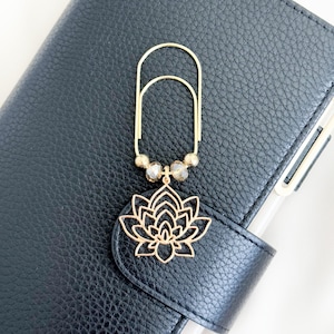 Paper Clip Planner Charm Notebook Charm Bookmark Planner Accessories Lotus Flower Charm Journal Charm