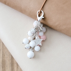 Planner Charm Notebook Charm Planner Accessories Star Charm Beaded Charm Lobster Clasp Charm Pink Charm