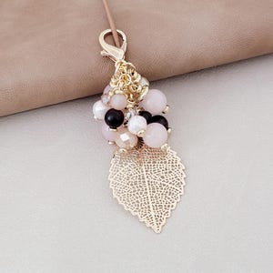 Planner Charm Notebook Charm Planner Accessories Leaf Charm Gold Charm Beaded Charm Lobster Clasp Charm Journal Charm