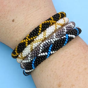Custom Beaded Criss Cross Bracelet: Nepali Style Crochet Bangle