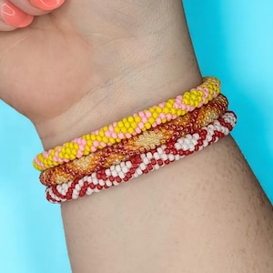 Custom Beaded Crochet Bracelet: Nepali Diamond Design, Made to Order