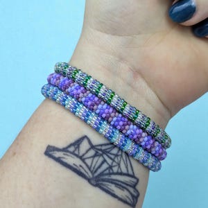 Custom Glass Seed Bead Bracelet: Crochet Nepal Bangle, Made to Order