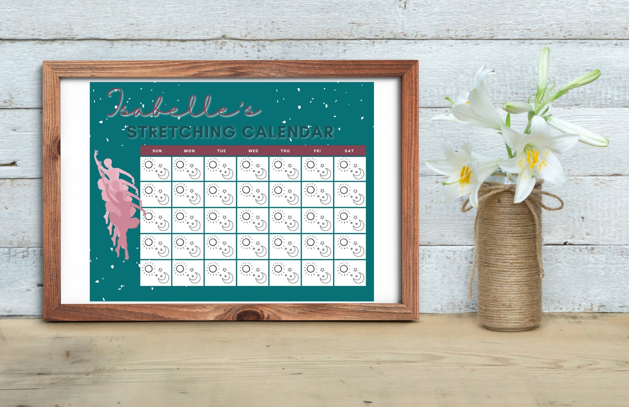 Printable Stretching Calendar for Dancers, PDF Calendar, Dance Tracker, Dance Moms Chart ...