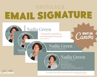 Email Signature, Canva Template Gmail Signature, Editable Email Signature