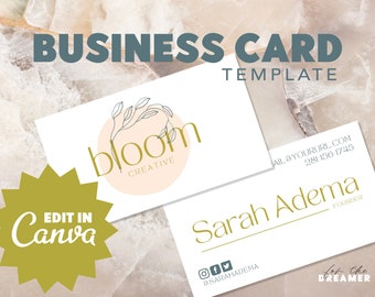 Business Card Template, Unique Business Card, Canva Template