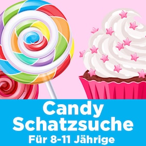 Treasure Hunt for Children&#39;s Birthday Parties 8–11 Years. Candy Edition. PDF Scavenger Hunt for Indoor and Outdoor Use with Invitation, Decorations, and Certificates