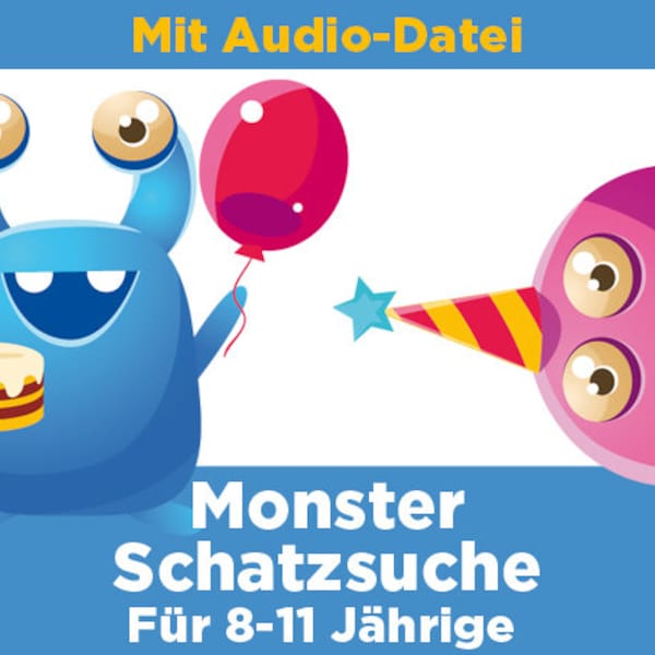 Monster treasure hunt for children from 8-11 years. For direct download. Cool puzzles and suitable decoration for the children's birthday party.