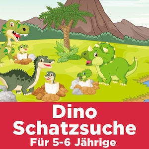 Búsqueda del tesoro de dinosaurios para niños de 5 a 6 años. Descarga directamente. ¡Incluye divertidos rompecabezas y decoraciones a juego! Un set completo para la fiesta.
