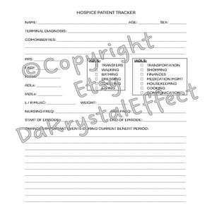 Hospice Nursing Brain/Patient Decline Tracker, IDG/IDT Notes, Updates, Recertification Aid, Interdisciplinary Team, Printable Pdf (Download)