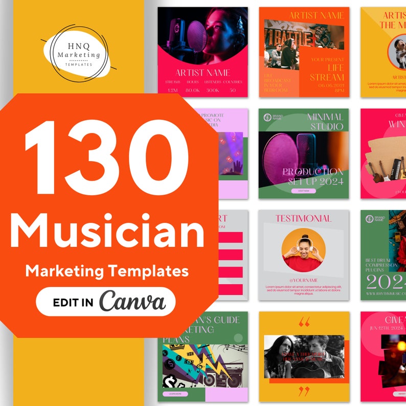 130 Musician Instagram Templates, Social Media Canva Templates ...