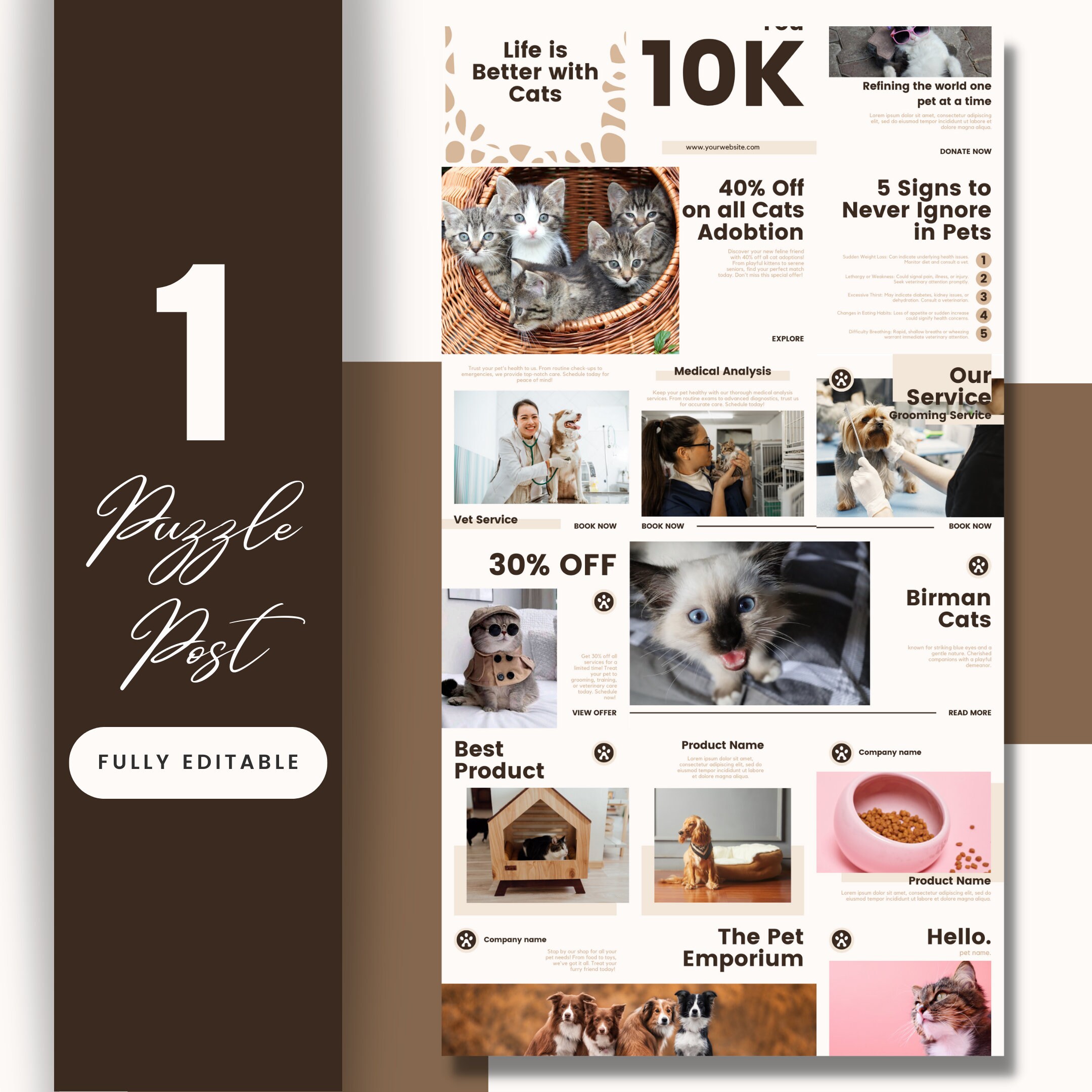 Pets Instagram Post Template | Pet Shop Grooming Business | Engagement ...