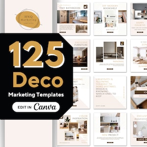 Interior Design Instagram Templates: Minimalist Canva Deco (125 Post Bundle)