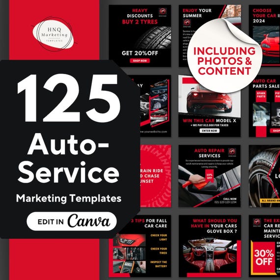 Auto Mechanic Instagram Templates: Car Repair Shop Marketing (Canva)