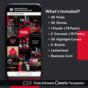 Auto mechanic Instagram templates. Editable Canva templates for car repair shops, mechanics, and auto detailing businesses. Includes Instagram post templates, Instagram story templates, and Instagram carousel templates with automotive-themed designs to promote services, special offers, and customer testimonials.
This Etsy listing includes Instagram post templates, Instagram story templates, and a grid layout for Instagram.