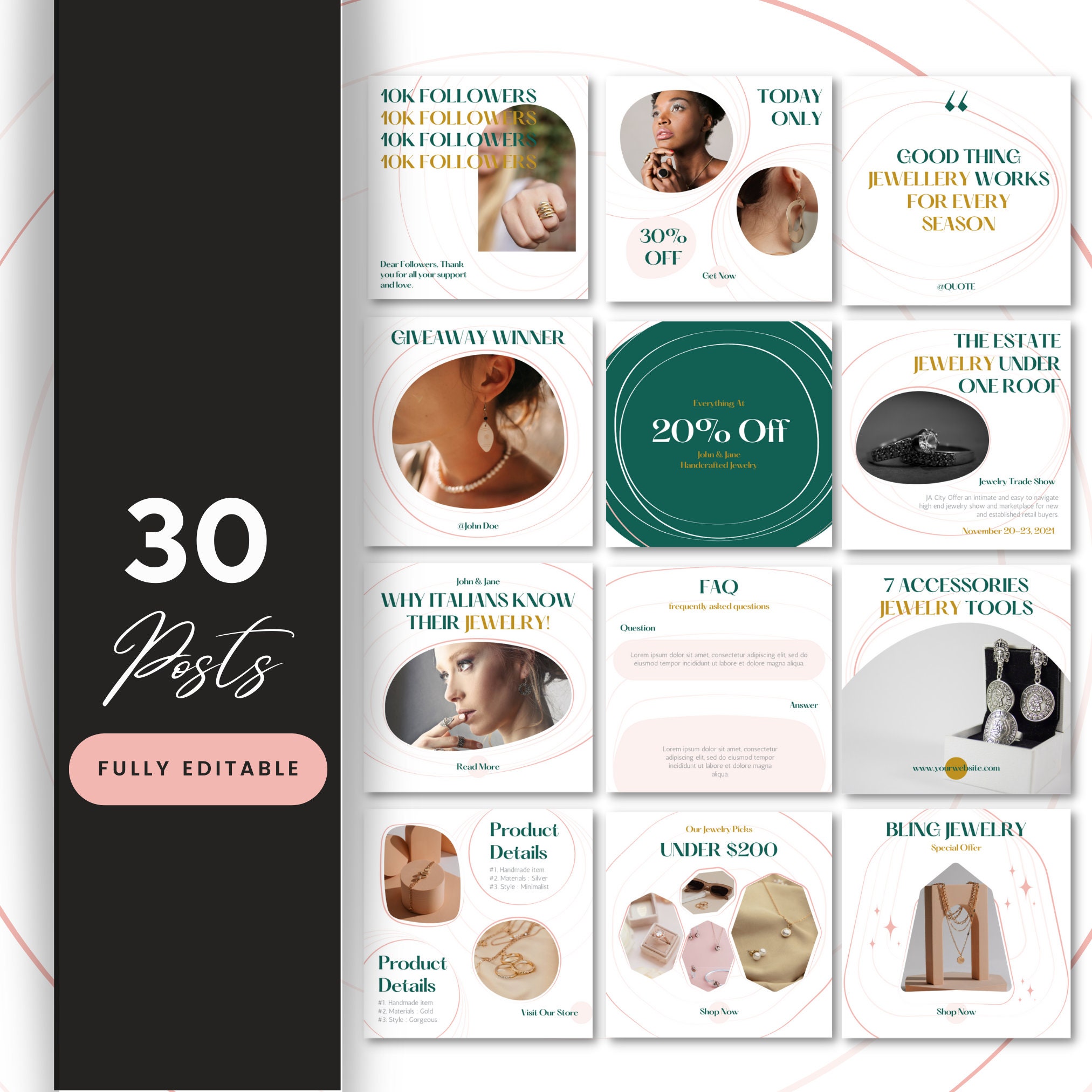 Jewelry Instagram Post Template Jewelry Canva Templates - Etsy