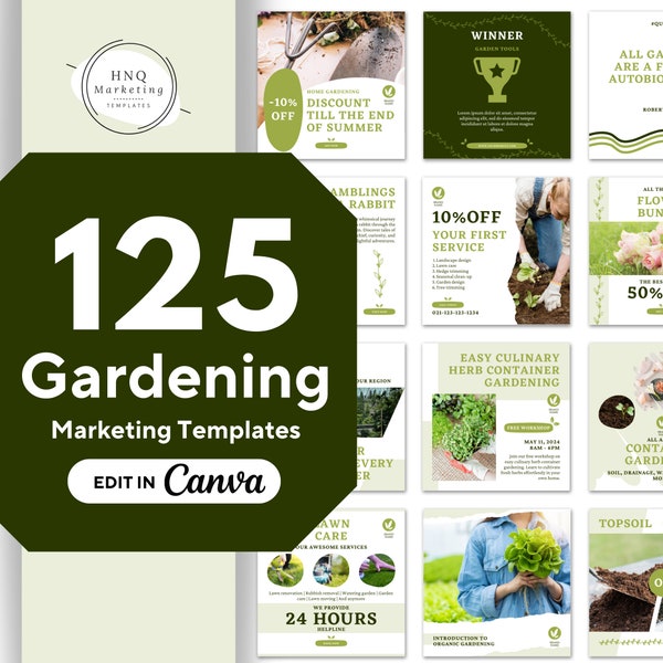 Gardening Instagram Post Templates Canva, Garden Shop Social Media Templates, Plant Store Instagram Posts, Canva Instagram Branding, Plants