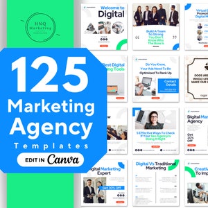 125 Marketing Agency Canva Templates: Social Media Kit (Digital Download)