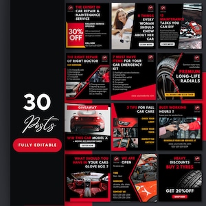Auto mechanic Instagram templates. Editable Canva templates for car repair shops, mechanics, and auto detailing businesses. Includes Instagram post templates, Instagram story templates, and Instagram carousel templates with automotive-themed designs to promote services, special offers, and customer testimonials.
This Etsy listing includes Instagram post templates, Instagram story templates, and a grid layout for Instagram.