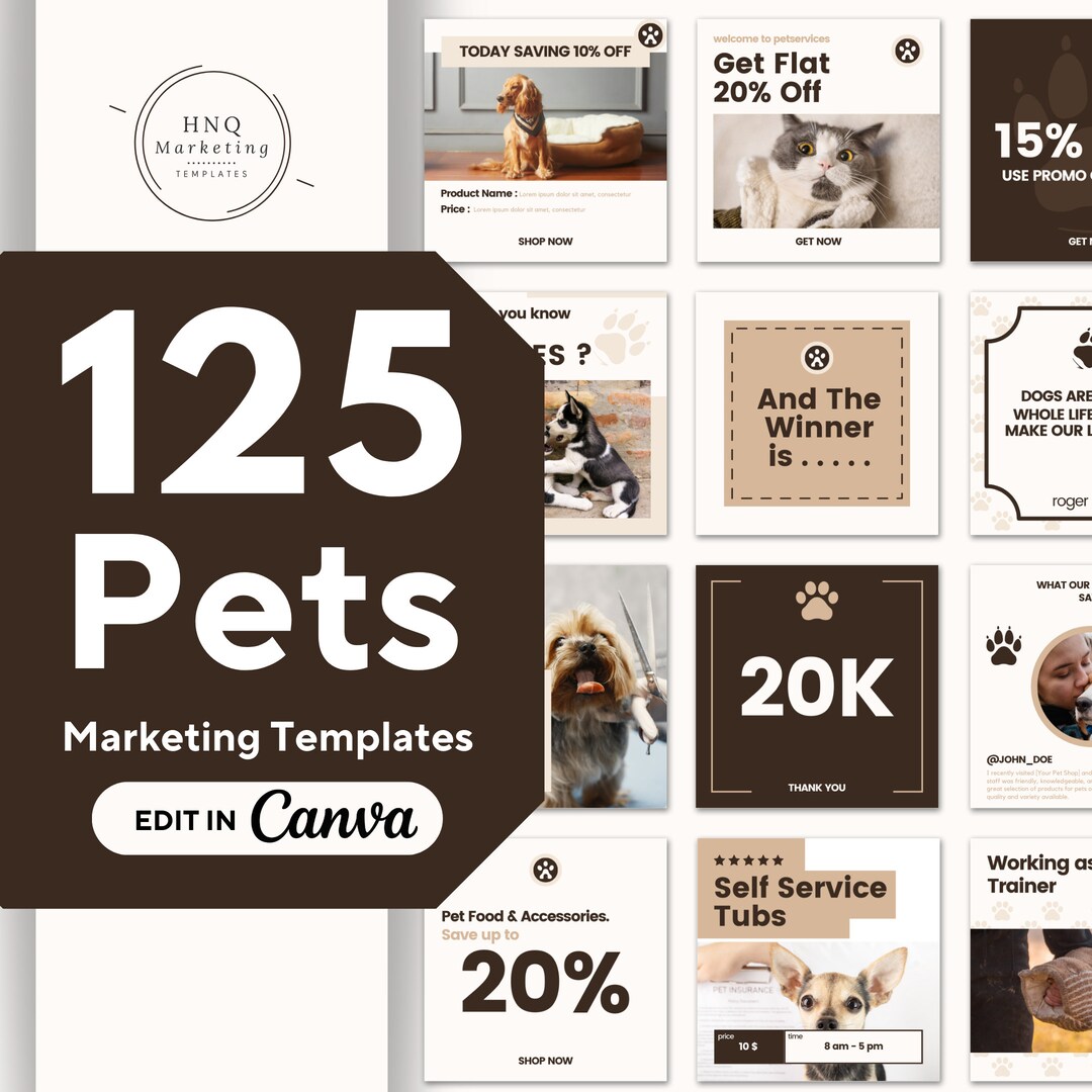 Pets Instagram Post Template | Pet Shop Grooming Business | Engagement ...