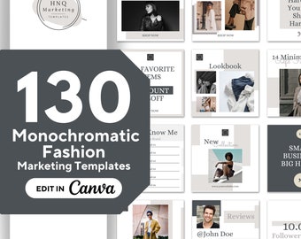 Monochromatic Fashion Instagram Templates: Canva Social Media Kit (125)
