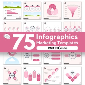 75 infografías para empresas y redes sociales, plantilla de publicación de gráficos y gráficos de Instagram, plantilla de Instagram de infografía editable