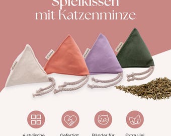 Katzenminze Kissen Pyramide - handgemachtes Spielkissen für Katzen - handgefertigt in Deutschland. In 4 Farben erhältlich