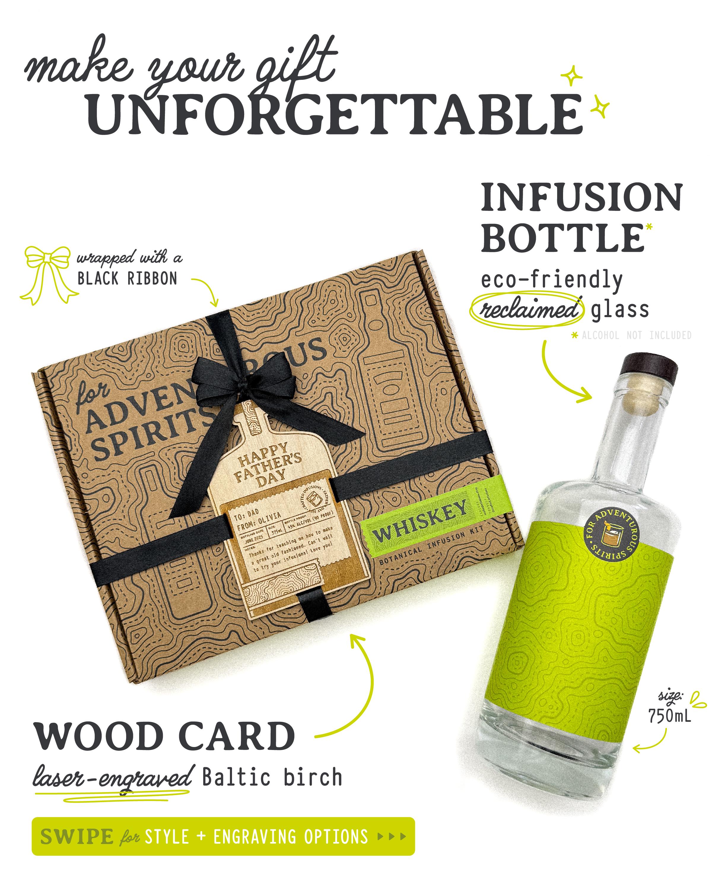 Unique Barware Gift for Dad, Best Whiskey Infusion Kit, Bourbon Birthday Gift for Him, Cocktail Anniversary Present for Husband or Boyfriend