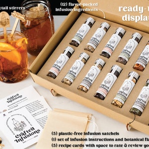 Whiskey Infusion Kit, Mixology Gifts For Bourbon Lovers, DIY Craft Cocktail Set, Groomsman Gift Box, Unique Anniversary Gift For Boyfriend image 2